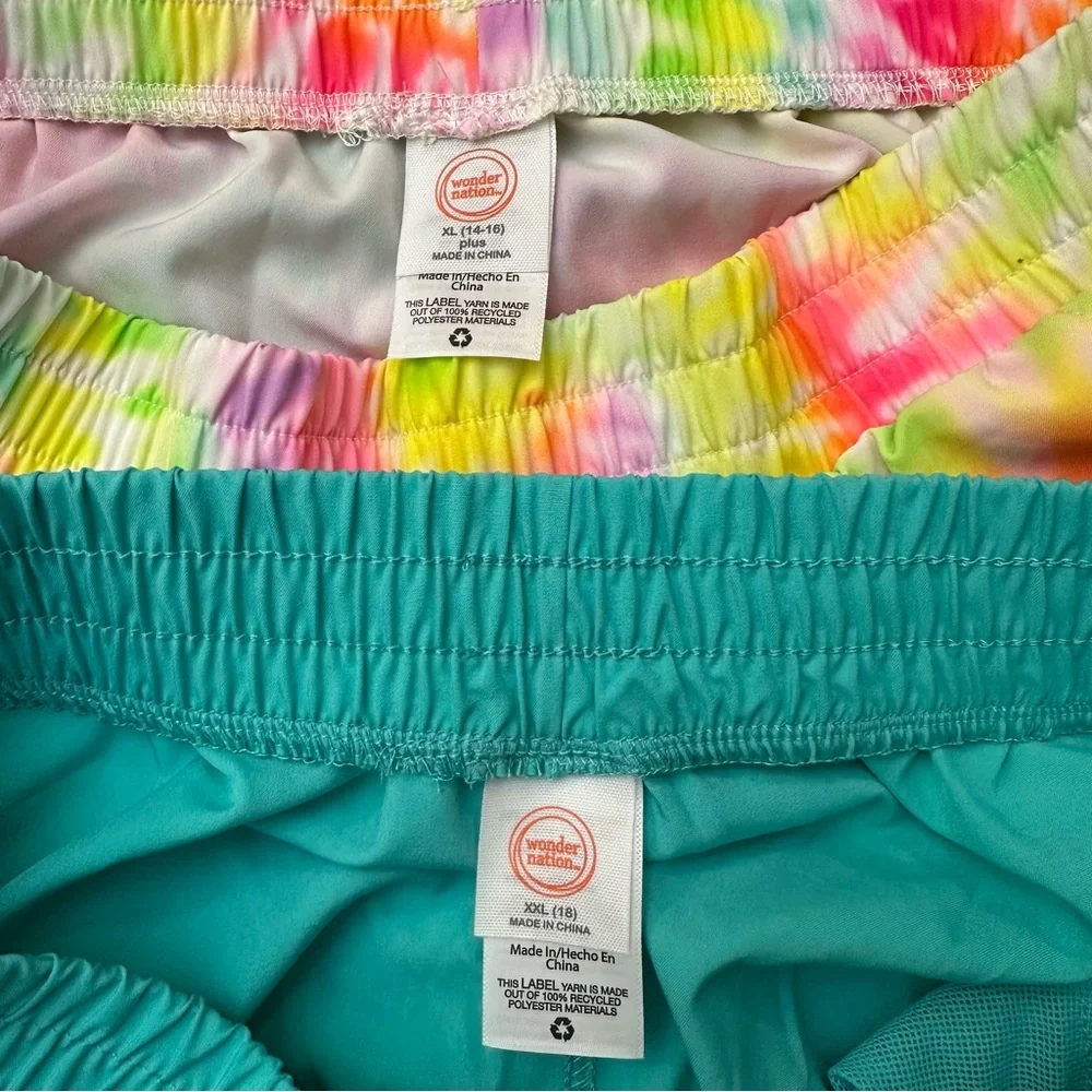 Wonder Nation UPF 50+ 4-way Stretch Girls Shorts Size XL/XXL Bundle of 2
